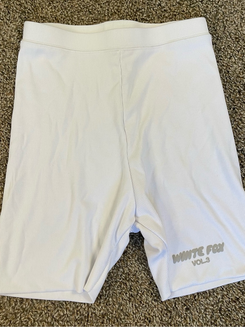 WHITE FOX Vol.3 White Ribbed Biker Shorts 5” Women’s Size XS Soft Stretchy